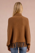 Load image into Gallery viewer, Poncho Fringe Sweater - Camel (Style: T2115DN)
