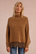 Load image into Gallery viewer, Poncho Fringe Sweater - Camel (Style: T2115DN)

