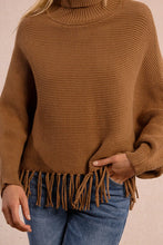 Load image into Gallery viewer, Poncho Fringe Sweater - Camel (Style: T2115DN)
