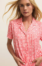 Load image into Gallery viewer, Gingham PJl Shirt - Kiss Me Red
