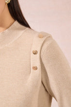 Load image into Gallery viewer, Gold Button Shoulder Sweater - Beige (Style: T2113DN)
