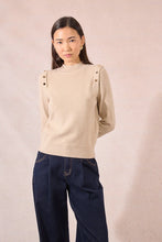 Load image into Gallery viewer, Gold Button Shoulder Sweater - Beige (Style: T2113DN)
