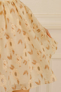 Golden Floral Baby Doll Dress - Cream / Beige Multi