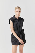 Load image into Gallery viewer, Pleated Shoulder Romper - Black
