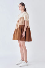 Load image into Gallery viewer, Asymetrical Colorblock Mini Dress - Beige Multi
