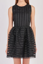 Load image into Gallery viewer, Striped Organza Mini Dress - Black
