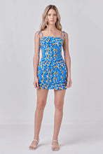 Load image into Gallery viewer, Floral Textured Mini Dress - Blue / Yellow
