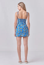 Load image into Gallery viewer, Floral Textured Mini Dress - Blue / Yellow
