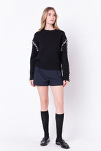 Load image into Gallery viewer, Whip Stitch Sweater - Black/White or Pink/Red
