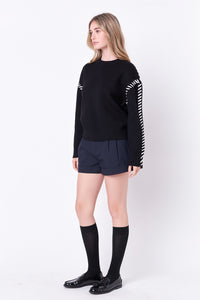 Whip Stitch Sweater - Black/White or Pink/Red