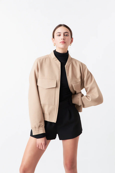 Wool Bomber Jacket - Camel