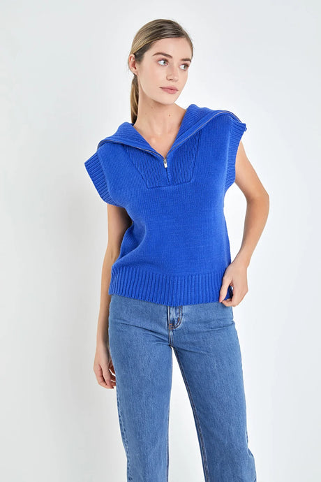 Zip Mock Sweater Vest - Royal Blue