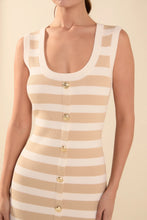 Load image into Gallery viewer, Sasha Striped Midi Dress - Sand/Ivory (HN2952D)

