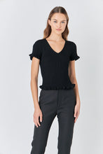 Load image into Gallery viewer, Lettuce Edge Knit Top - Black
