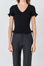 Load image into Gallery viewer, Lettuce Edge Knit Top - Black
