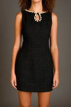 Load image into Gallery viewer, Pearl Accent Mini Dress - Black (Style: HN3595D)

