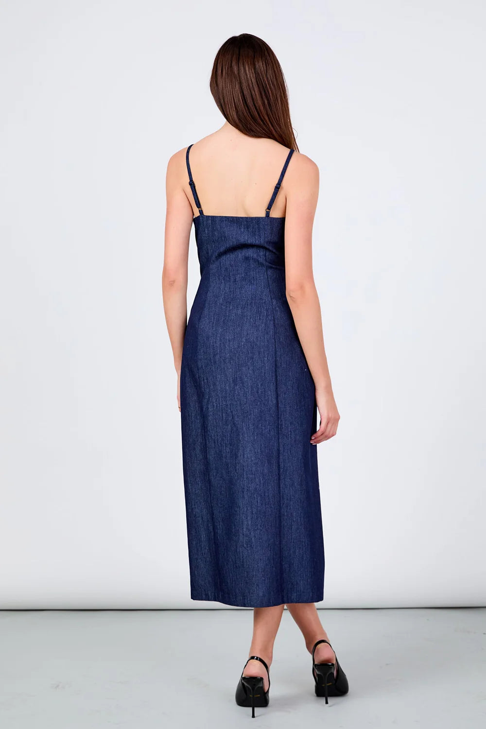 Denim Midi Dress Straight Line Boutique Denim Midi Dress Straight Line Boutique
