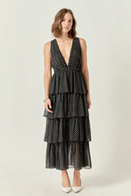 Load image into Gallery viewer, Tiered Polka Dot Maxi Dress - Black/White (Style #HN4095D)
