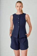 Load image into Gallery viewer, Tweed Button Vest - Navy (Style #HN5114T)
