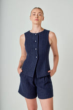 Load image into Gallery viewer, Tweed Button Vest - Navy (Style #HN5114T)
