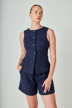 Load image into Gallery viewer, Tweed Button Vest - Navy (Style #HN5114T)
