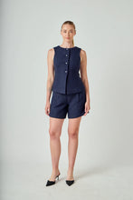 Load image into Gallery viewer, Tweed Button Vest - Navy (Style #HN5114T)
