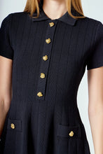 Load image into Gallery viewer, Jewel Button Knit Dress - Black (Style HN5374D)

