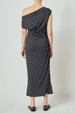Load image into Gallery viewer, Asymmetrical Polka Dot Midi Dress - Black (HN520D)
