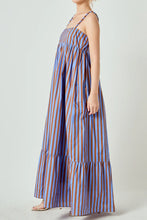 Load image into Gallery viewer, Big Stripe Midi Dress - Blue/Brown (HN6079D)
