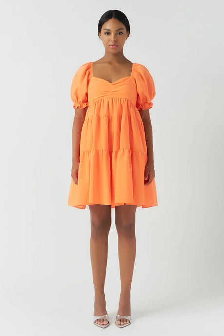 Classic Sweetheart Mini Dress - Orange