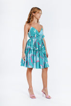 Load image into Gallery viewer, Hannah Mini Dress - Teal Green print
