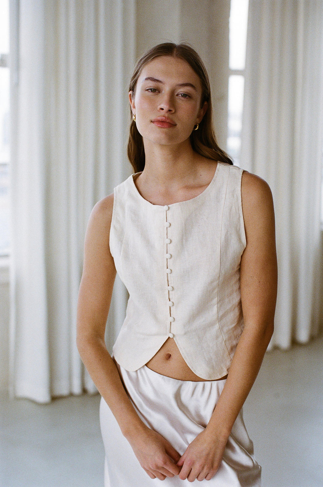 Harley Linen Vest - Cream (Style #AR1162)