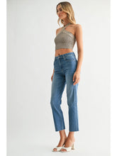 Load image into Gallery viewer, Hem Detail Straight Jeans - Dark Denim (Shown in Med Wash) (Style: JP423)
