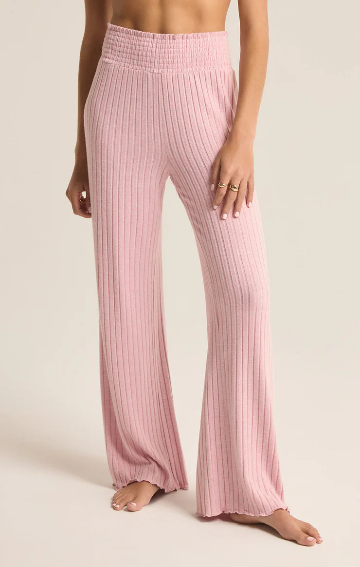 Dawn Smocked Rib Pants - Iced Coffee or Green Meadow or Sunset Mauve