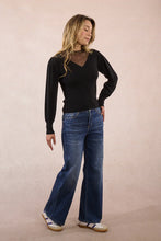 Load image into Gallery viewer, Illusion V Neck Sweater - Navy (Style EF1838DN)
