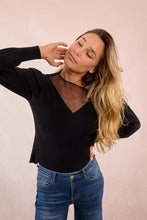 Load image into Gallery viewer, Illusion V Neck Sweater - Navy (Style EF1838DN)
