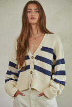 Load image into Gallery viewer, Irena Cardigan - Cream w/ Navy Stripes (Style W1537)
