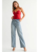 Load image into Gallery viewer, Fold Over Waist Relaxed Straight Jeans - Light Denim (DP879)
