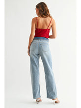 Load image into Gallery viewer, Fold Over Waist Relaxed Straight Jeans - Light Denim (DP879)
