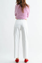 Load image into Gallery viewer, Stretch Twill Utility Wide Leg Jeans - White (DP353-T)
