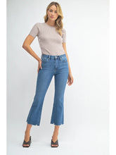 Load image into Gallery viewer, Piper Crop Flare Jean w/ Distressed Hem - Med Denim
