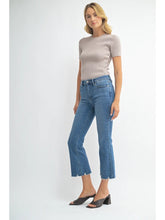 Load image into Gallery viewer, Piper Crop Flare Jean w/ Distressed Hem - Med Denim
