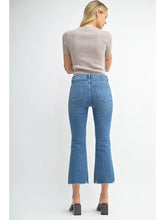 Load image into Gallery viewer, Piper Crop Flare Jean w/ Distressed Hem - Med Denim
