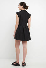 Load image into Gallery viewer, Pleated Shoulder Mini Dress - Black
