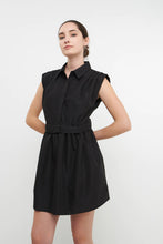 Load image into Gallery viewer, Pleated Shoulder Mini Dress - Black
