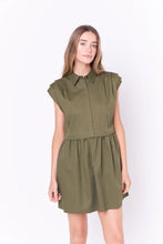 Load image into Gallery viewer, Pleated Shoulder Mini Dress - Black or Olive

