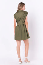 Load image into Gallery viewer, Pleated Shoulder Mini Dress - Black or Olive
