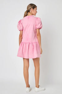 Stretch Denim Mini Dress - Pink