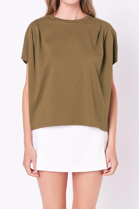 Soft Pleated Tee - Olive