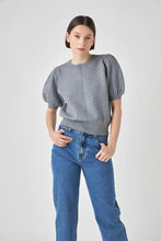 Load image into Gallery viewer, Smooth Knit Puff Sleeve Sweater - Heather Grey
